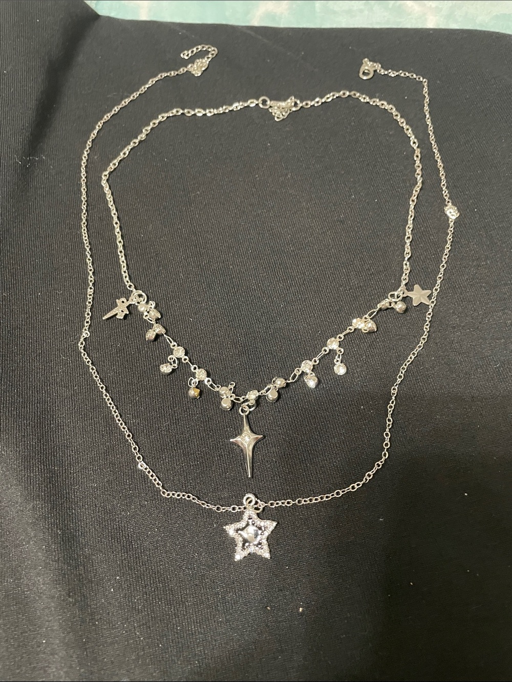 Silver Multi-Layer Star & Charm Necklace - Women